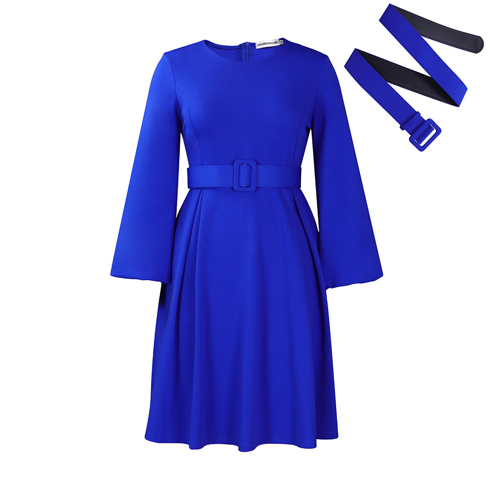 Women Dress Autumn and Winter Long Sleeve Elegant round Neck